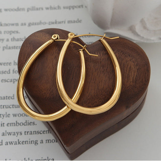 18K Gold-Plated Oval  Earrings