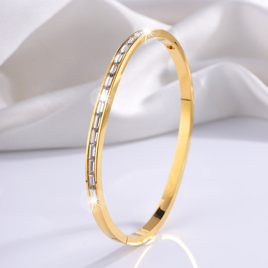 Charm & Dazzle Baguette Crystal Hinged Bangle Bracelet