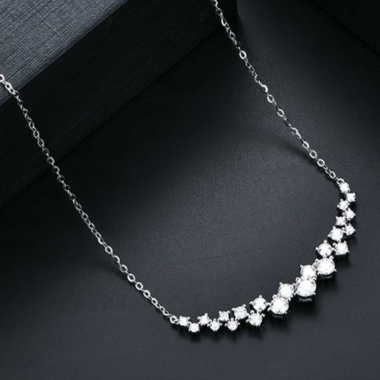Starlight Gaze Moissanite Necklace 925 Sterling Silver Platinum Plated