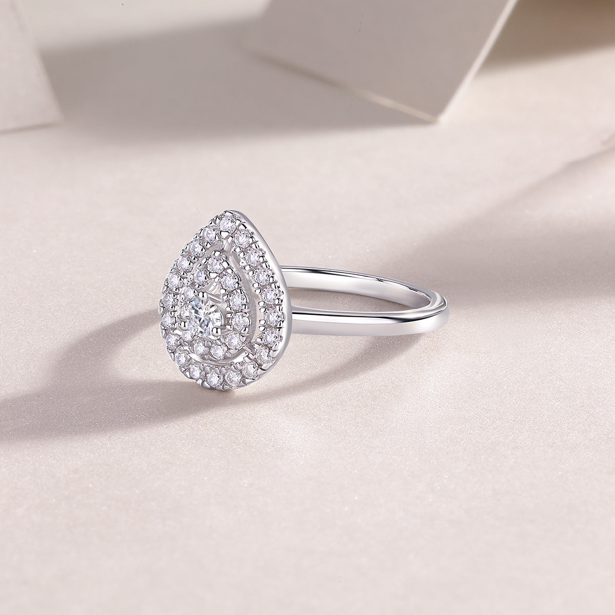 Shimmering Pear Shape Moissanite Ring