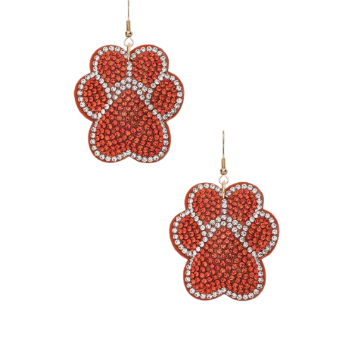 Paw Spirit Crystal Earrings Orange