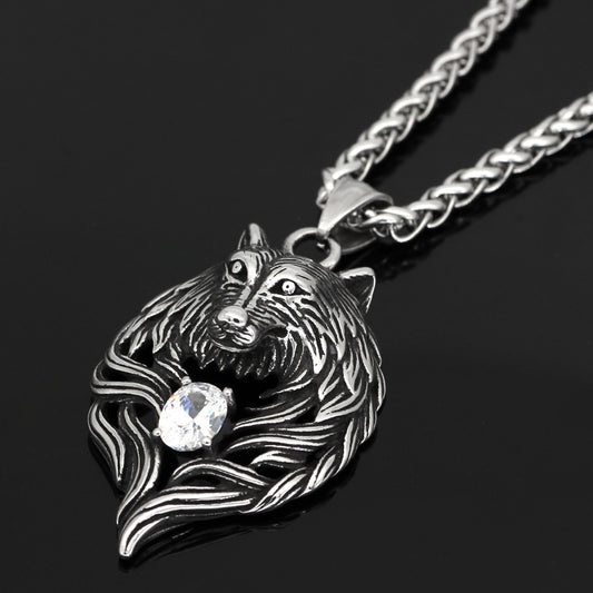 Celtic Wolf Titanium Steel Pendant Necklace