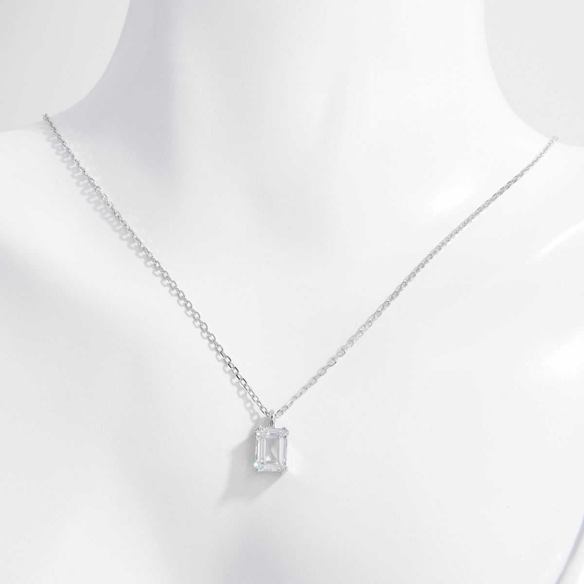 Gracelyn Emerald Cut Zircon Necklace 925 Sterling Silver