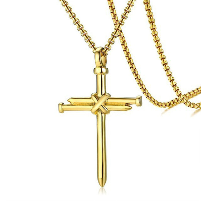 Stainless Steel Nail Cross Pendant Necklace