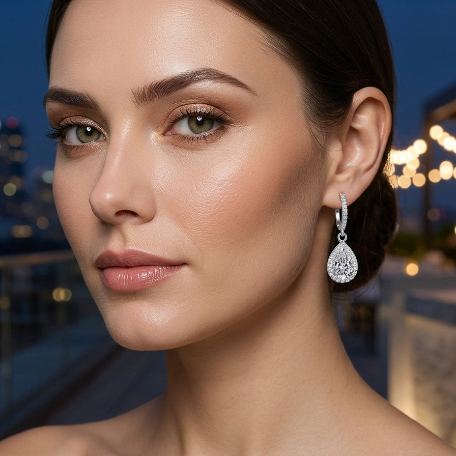 Drip Drop Moissanite Earrings Teardrop Style