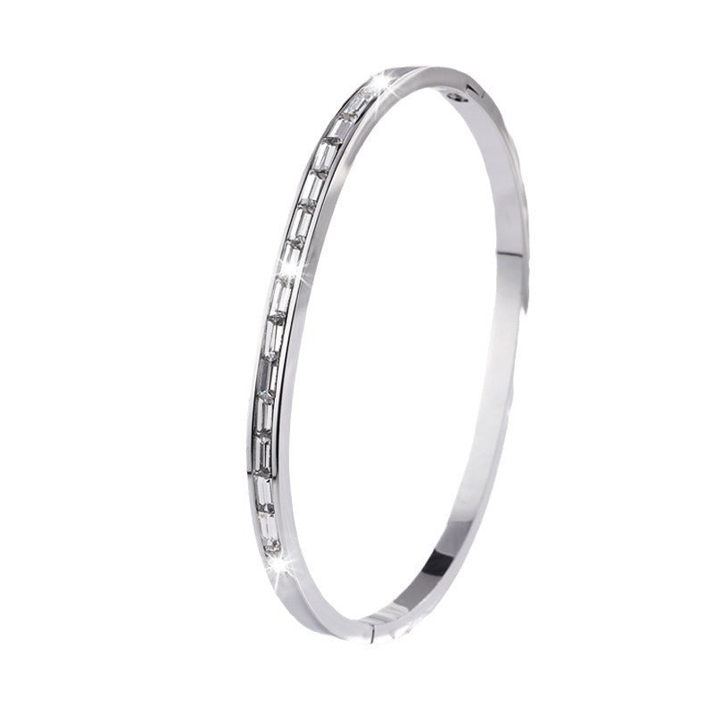 Charm & Dazzle Baguette Crystal Hinged Bangle Bracelet