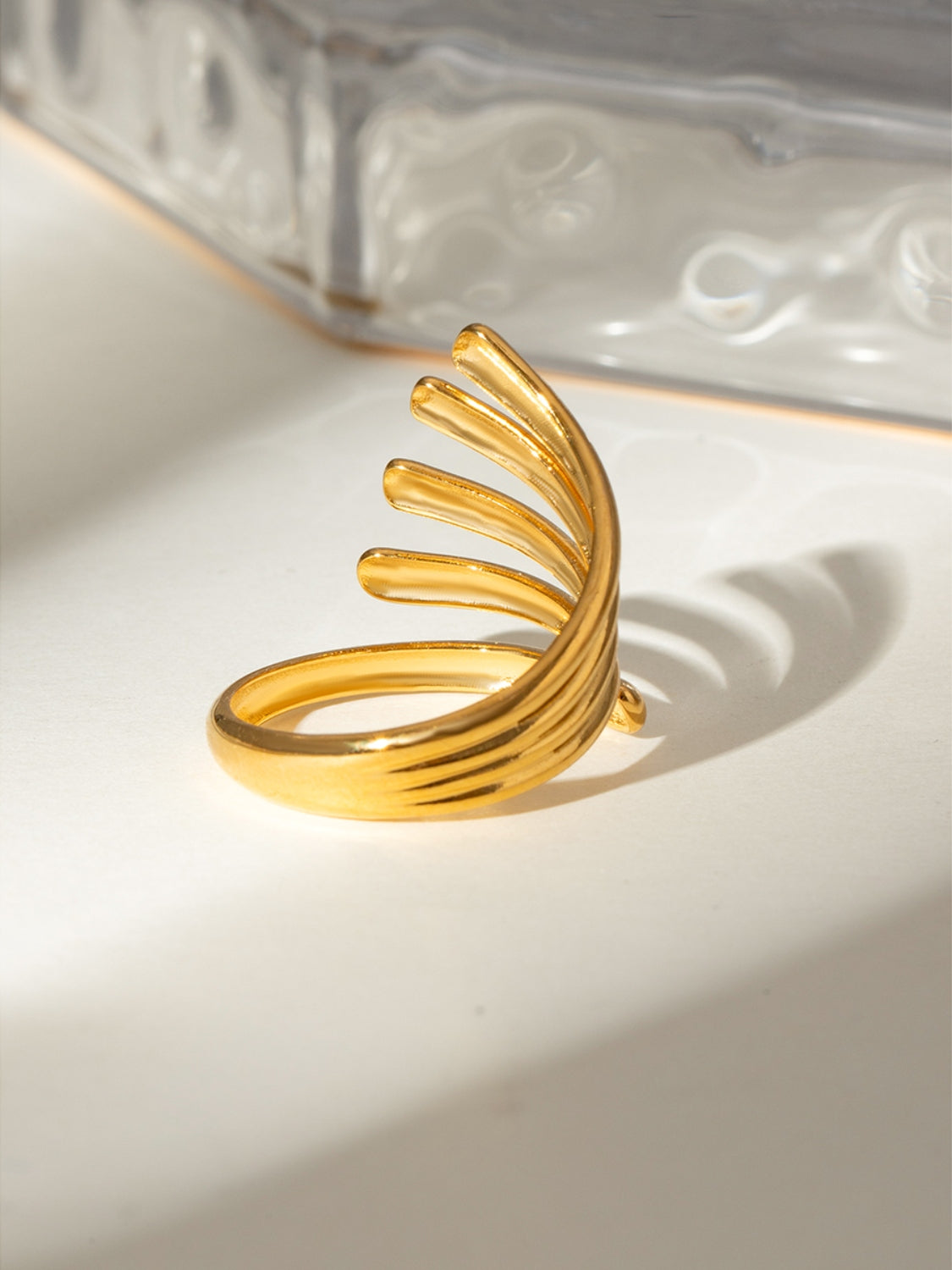 Accordion Accent Ring 18K Gold-Plated Stainless Steel