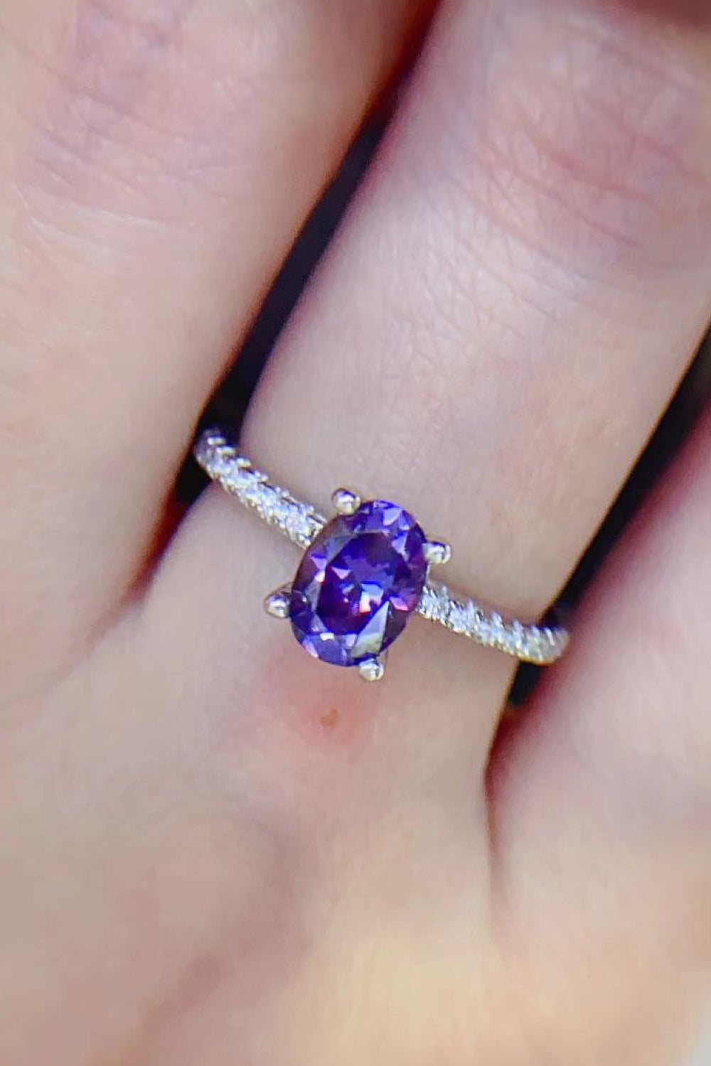 Purple Passion Platinum Moissanite Ring
