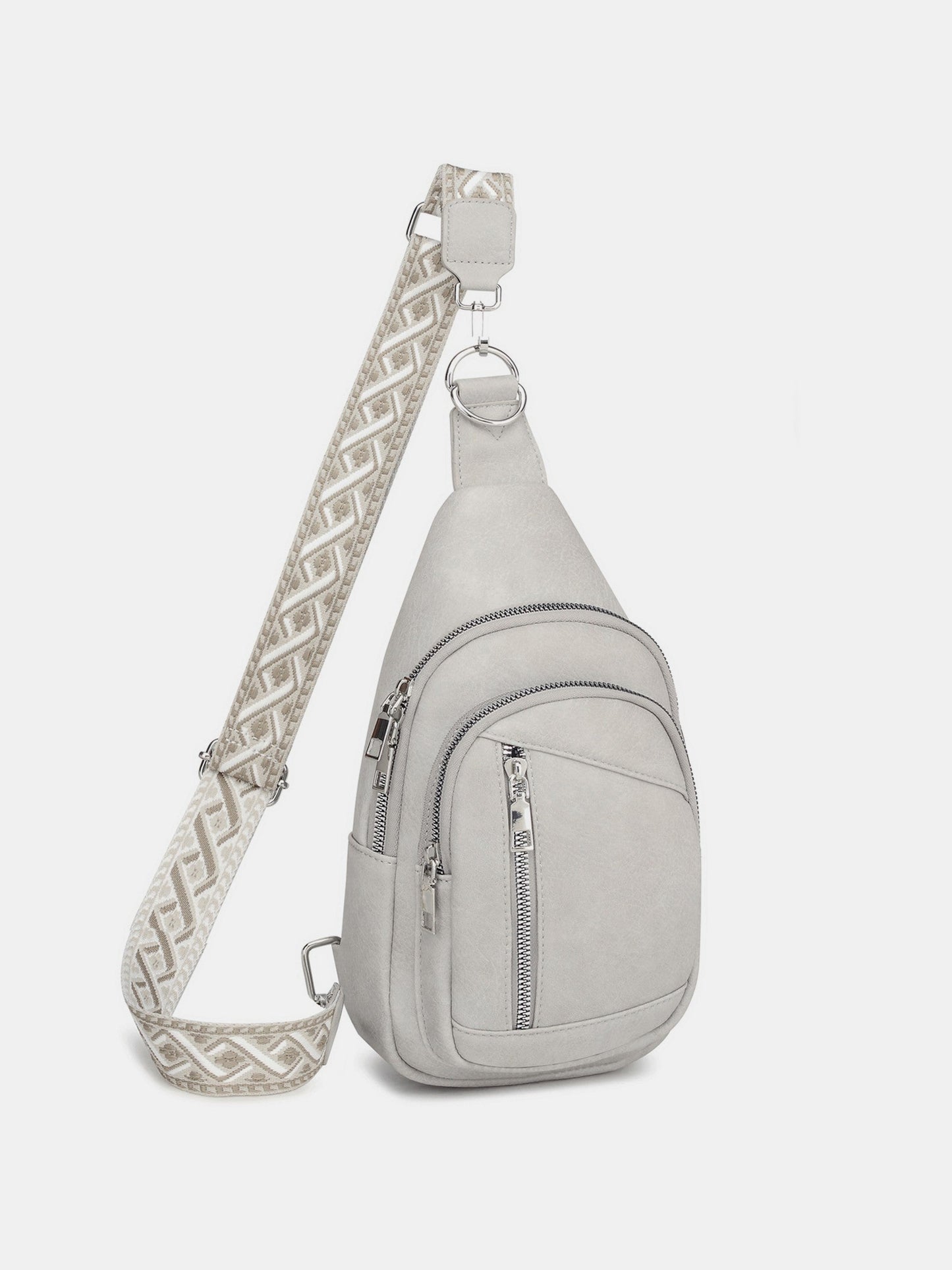 Southwest Sling PU Leather Crossbody Bag with Two Detachable Straps