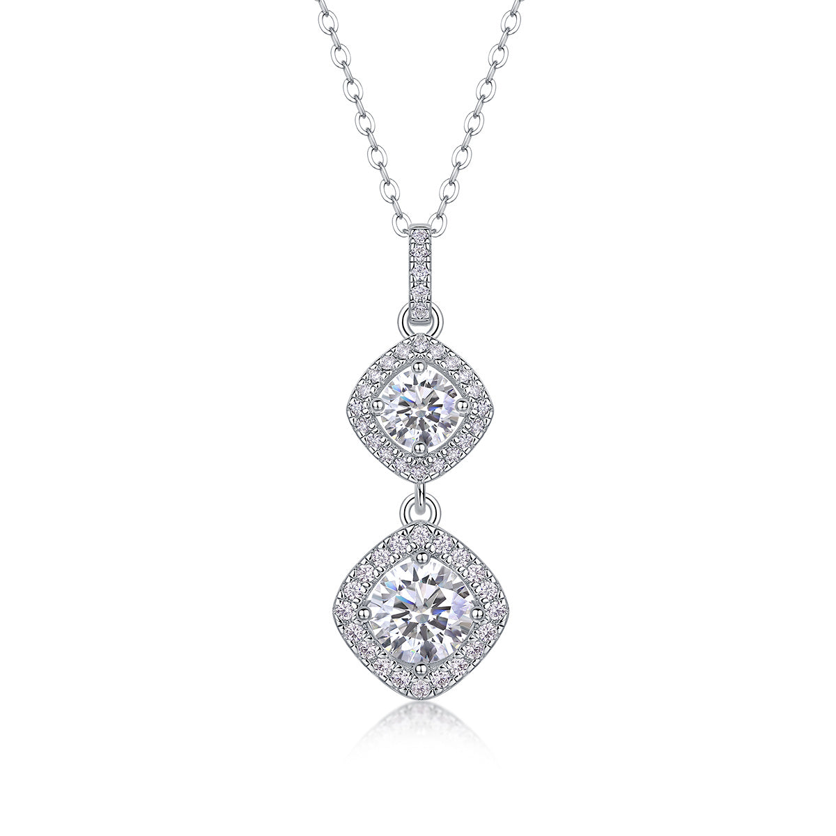 Exquisite Duo Moissanite Pendant Necklace