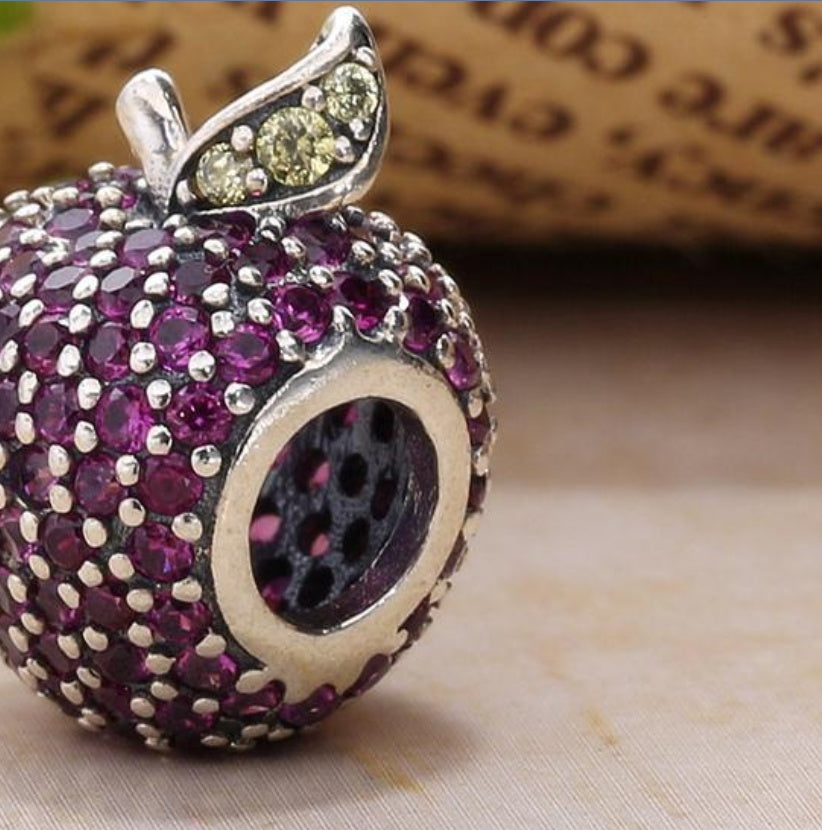 Zircon Apple Charm S925 Sterling Silber