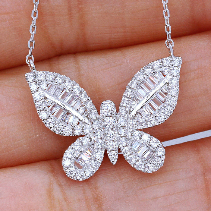 Twinkling Zircon Butterfly Necklace