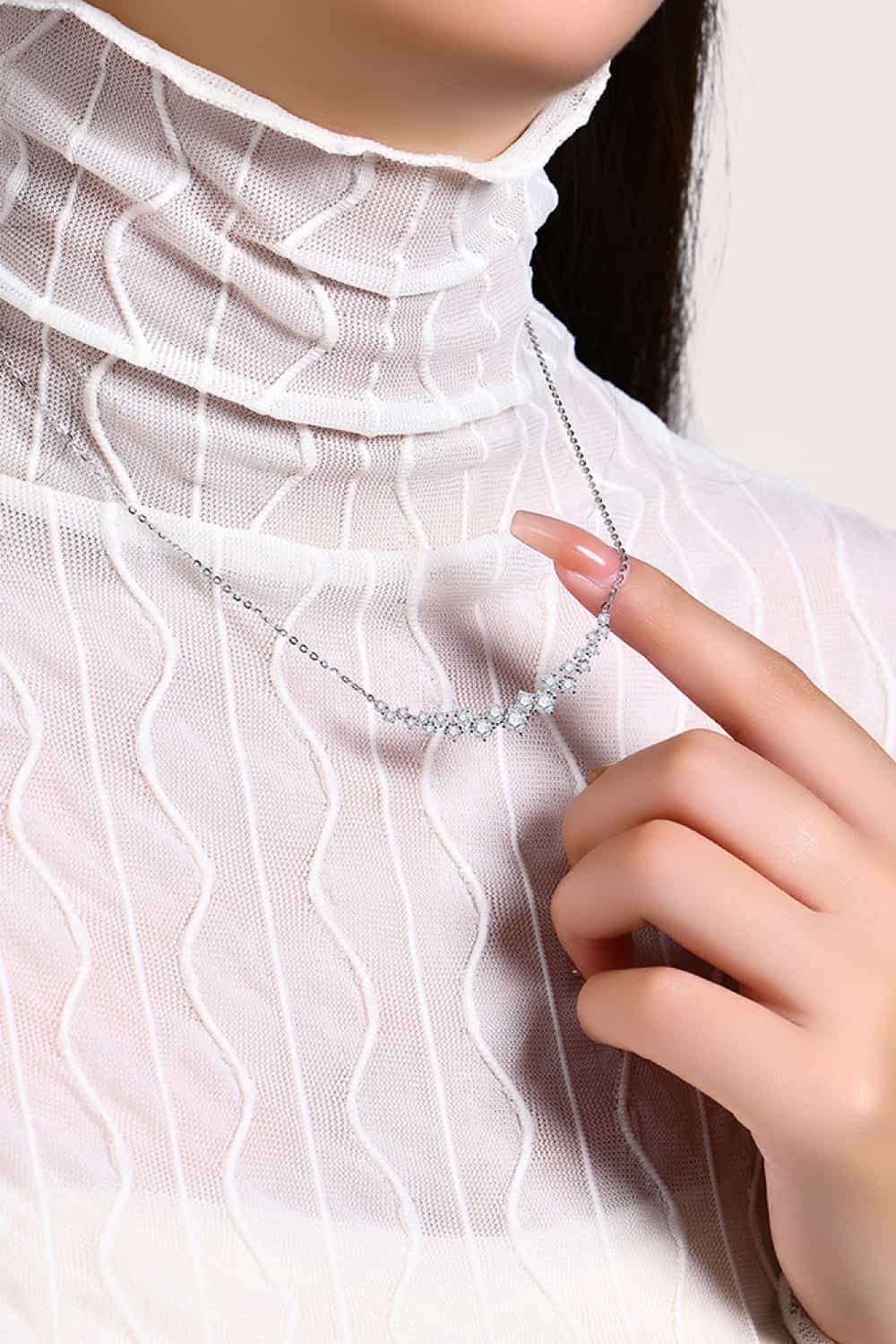 Starlight Gaze Moissanite Necklace 925 Sterling Silver Platinum Plated