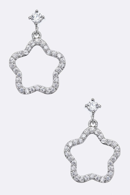 Lucky Clover Cubic Zirconia Drop Earrings