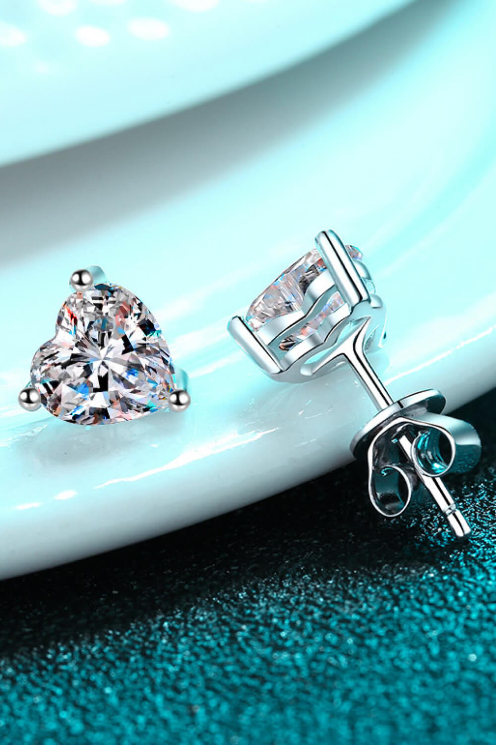2 Carat Moissanite Heart Stud Earrings