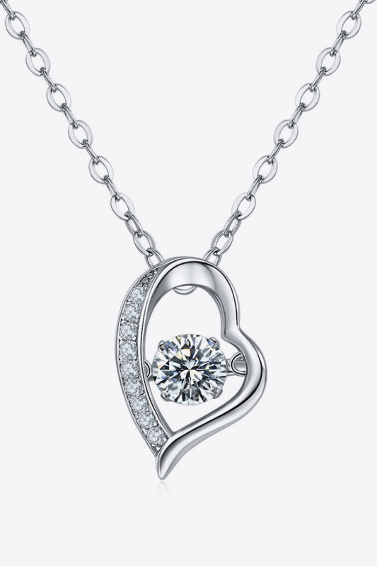Classic 925 Sterling Silver Moissanite Heart Pendant Necklace