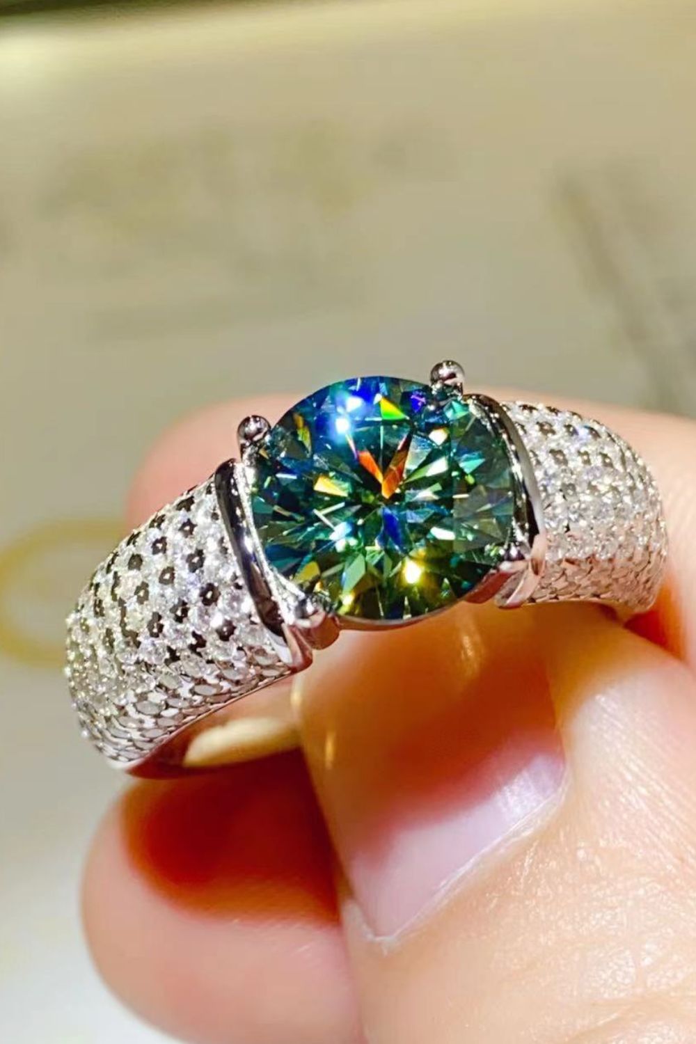 Cosmic Glow 3K Moissanite Stone Ring