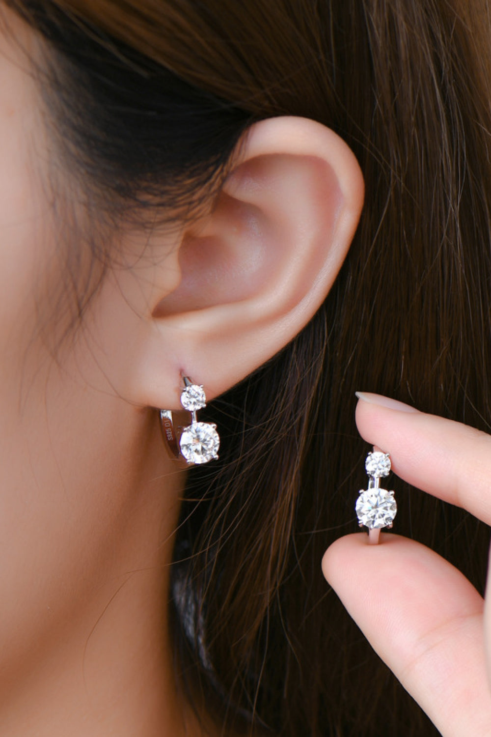 1.3K Moissanite Hoop Earrings in 925 Sterling Silver