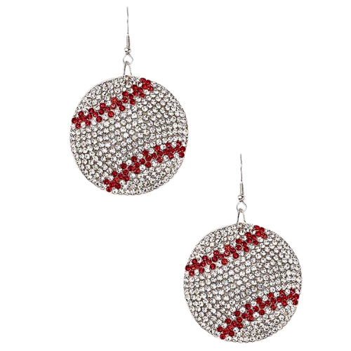 All Star Rhinestone Baseball Drop Earrings