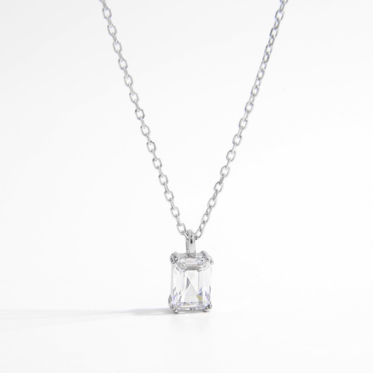 Gracelyn Emerald Cut Zircon Necklace 925 Sterling Silver