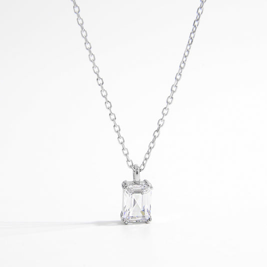 Gracelyn Emerald Cut Zircon Necklace 925 Sterling Silver