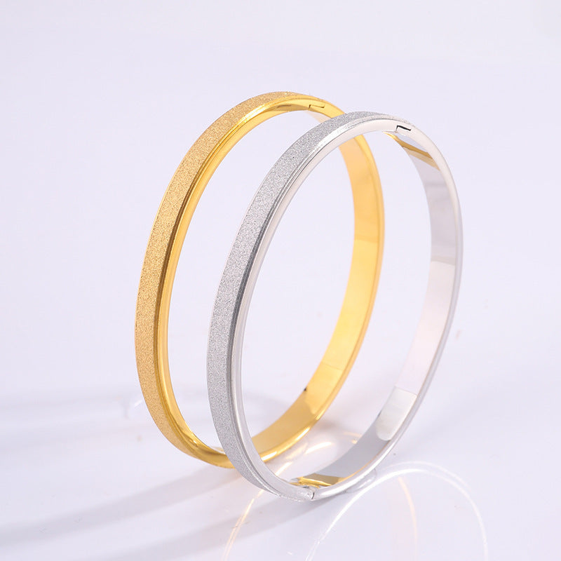 Frosted Bangle Bracelets in Titanium Steel