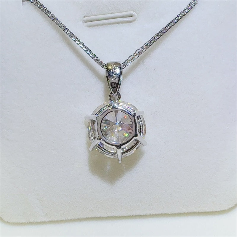 Holy Grail 10 Carat Moissanite Pendant Necklace 925 Sterling Silver Platinum Plated