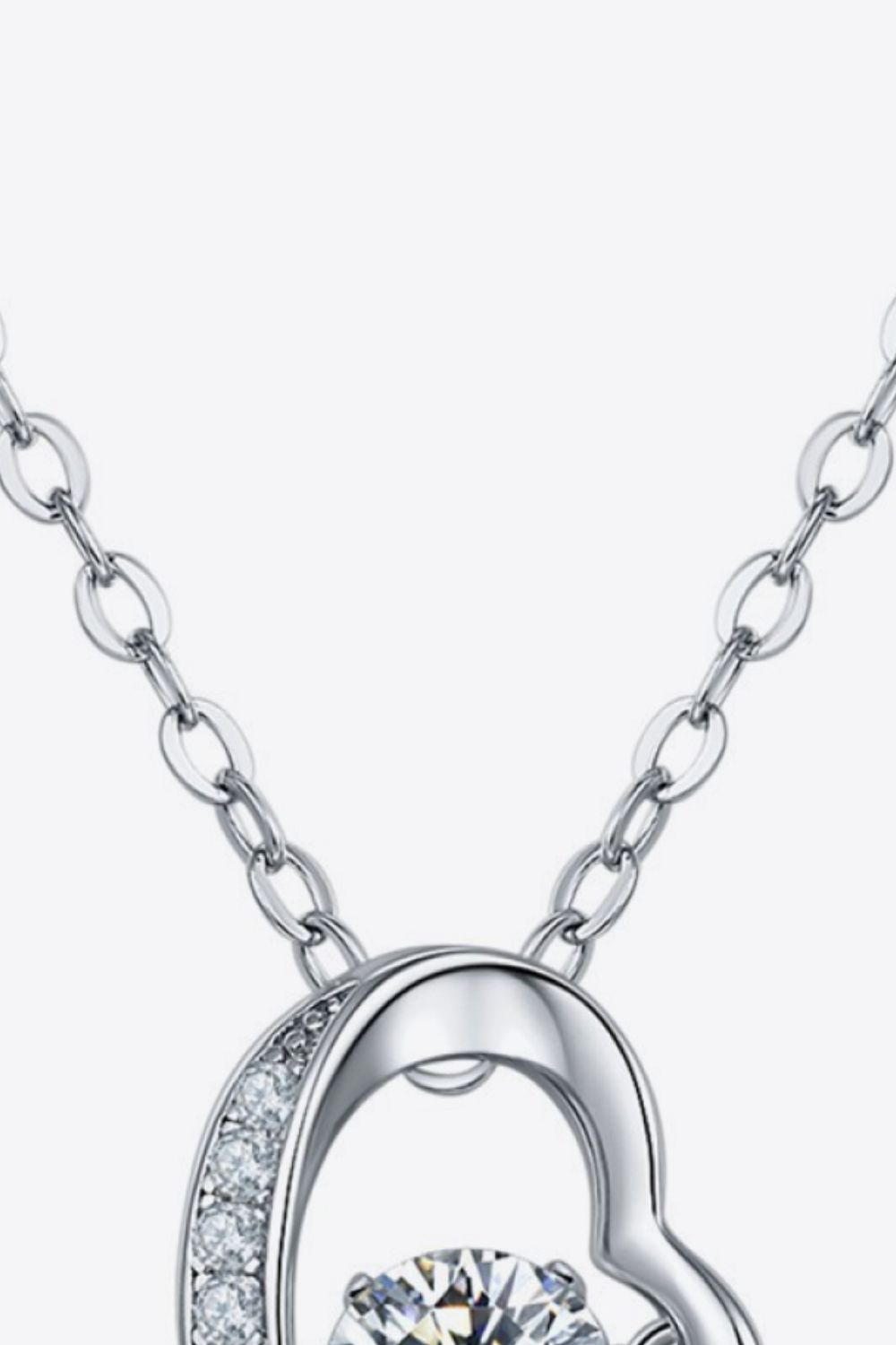 Classic 925 Sterling Silver Moissanite Heart Pendant Necklace
