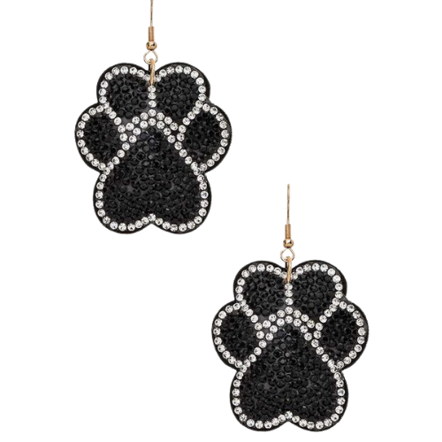 Paw Spirit Crystal Earrings Black