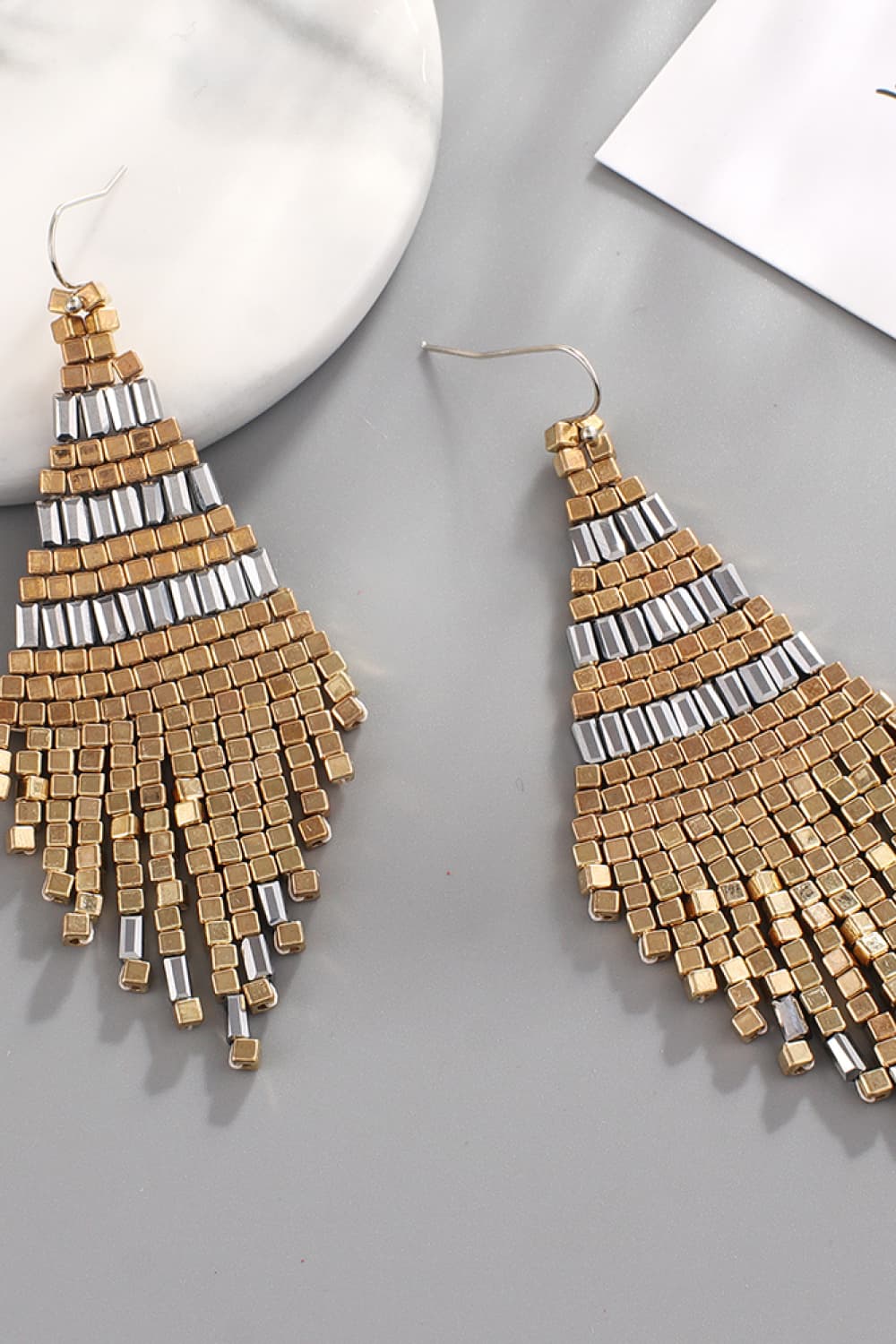 Beaded Boho Diamond Earrings