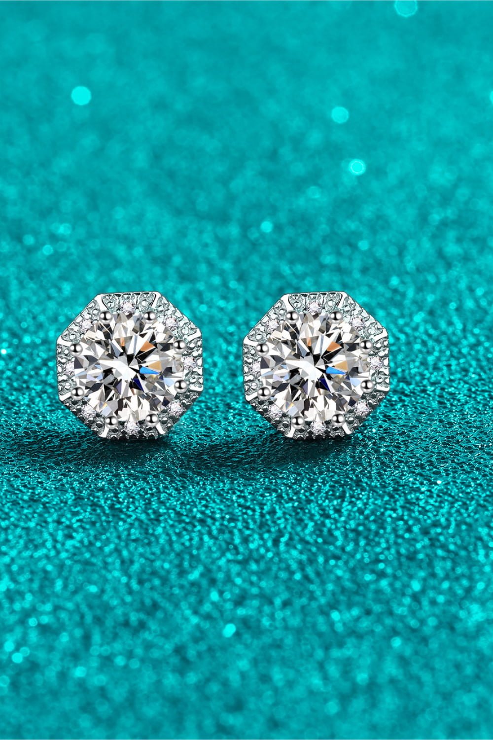 Moissanite Platinum Plated 925 Sterling Silver Stud Earrings