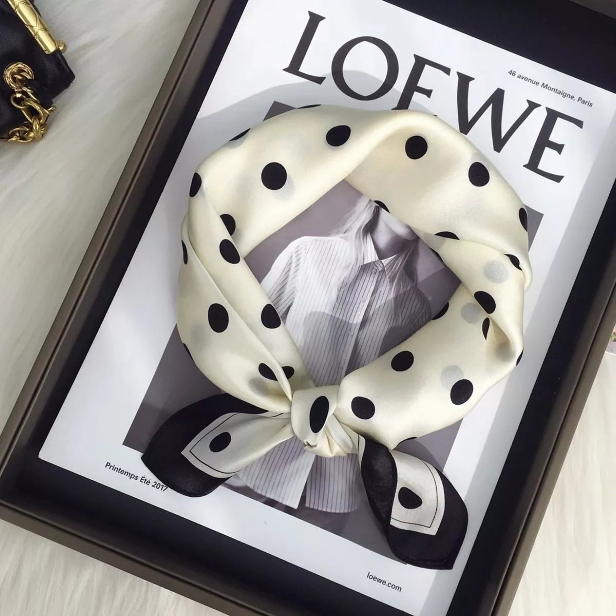 Parisian Polka Dot Silk Scarf