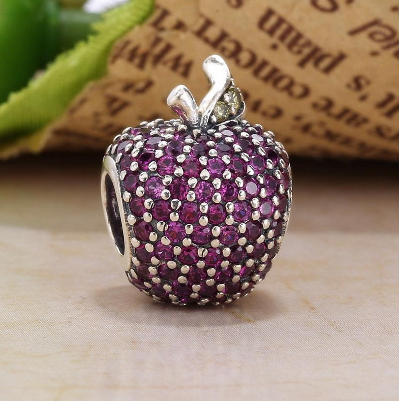 Zircon Apple Charm S925 Sterling Silber