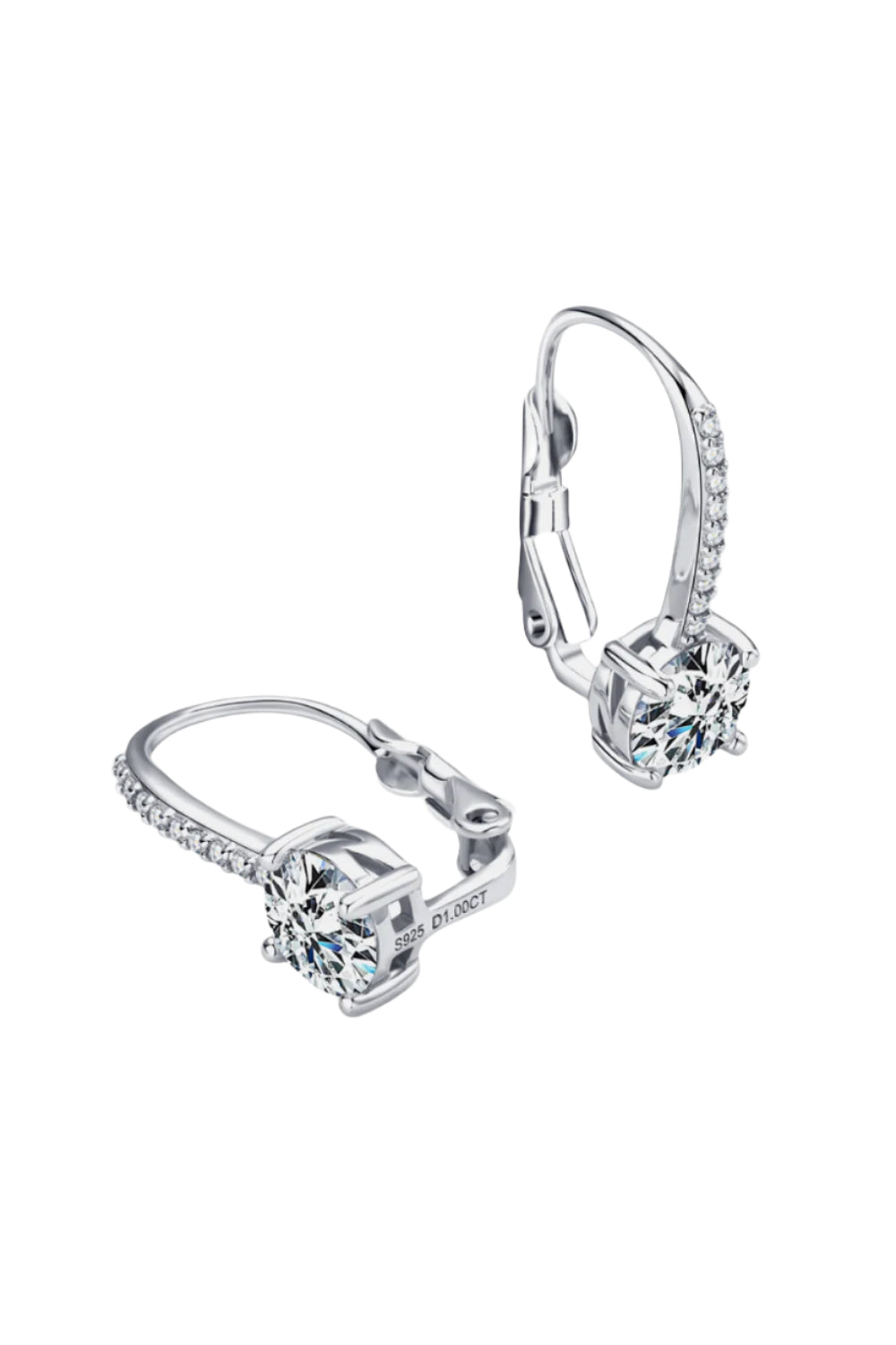 Round Cut 2 Carat Moissanite 925 Sterling Silver Drop Earrings