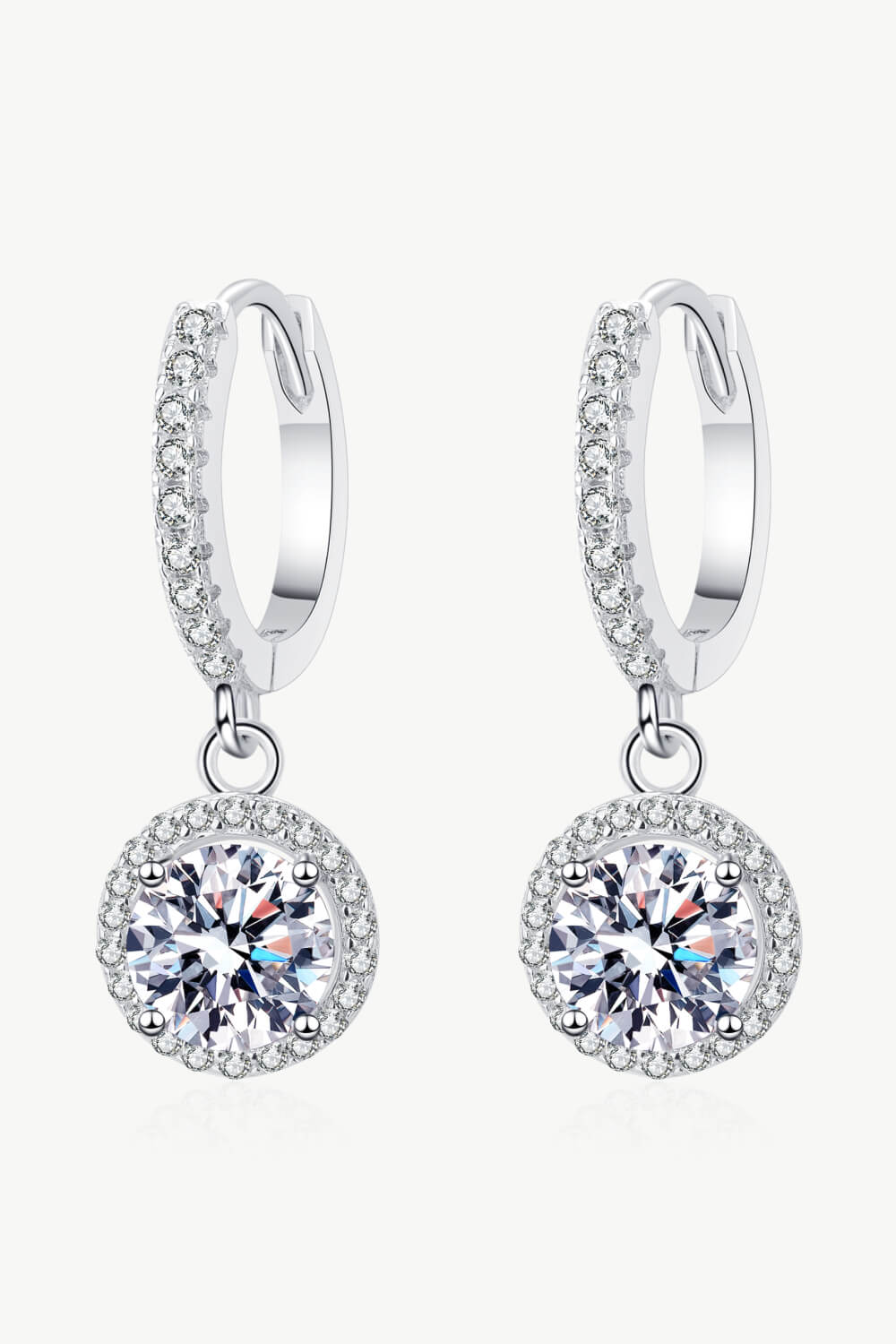 2K Moissanite Round Cut Drop Earrings