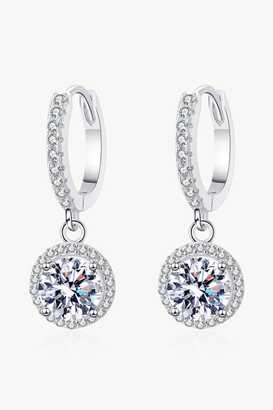 2K Moissanite Round Cut Drop Earrings
