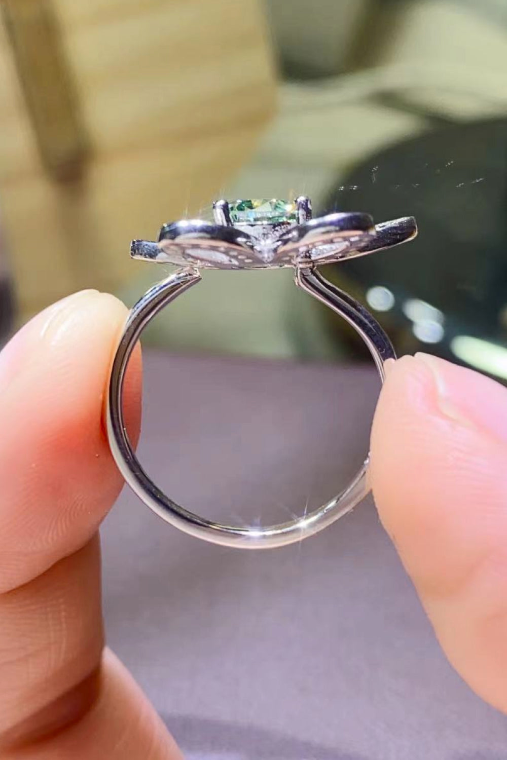 Bella Blossom Moissanite Flower Shape Open Ring
