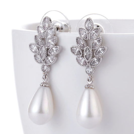 White Gold-plated Pearl Drop Earrings