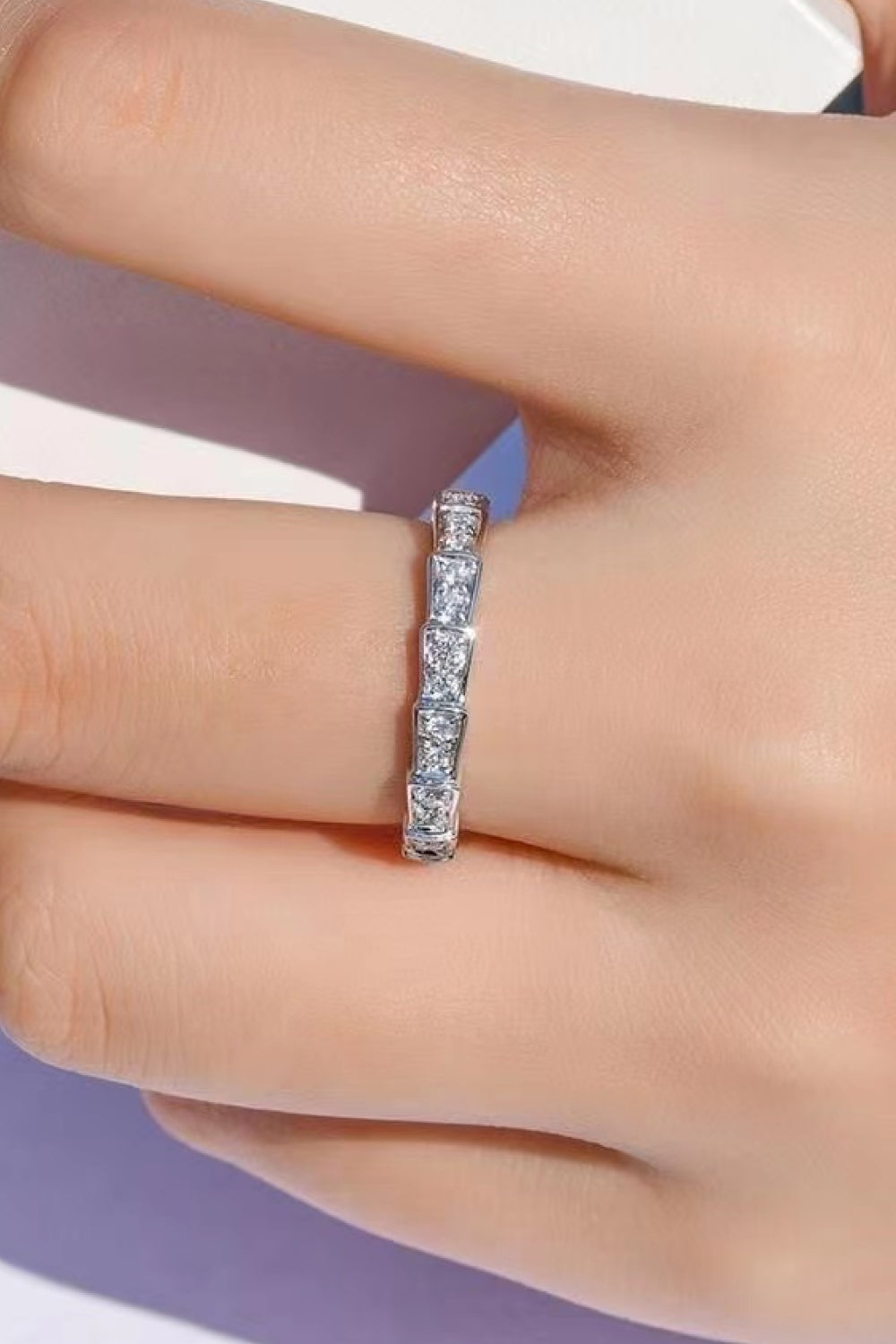 3K Moissanite Platinum-Plated Eternity Band