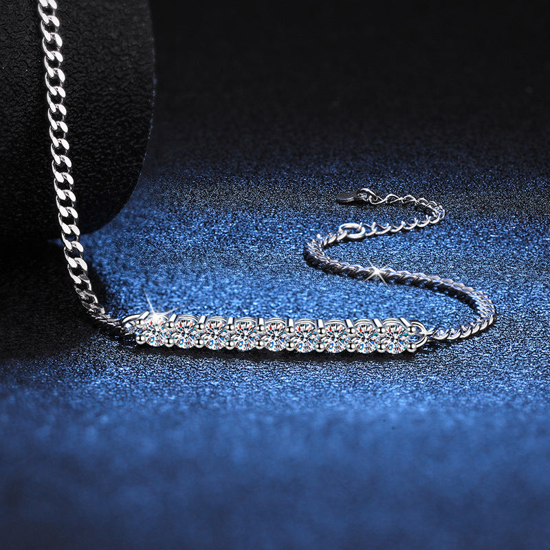 Modern Tennis Bar Bracelet S925 Moissanite