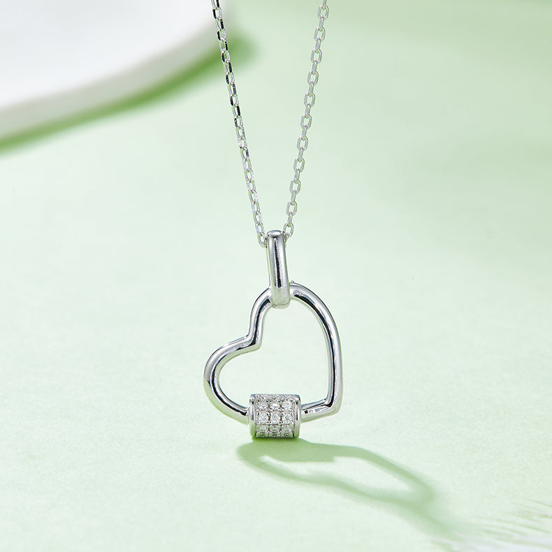 Light Heart Moissanite Pendant Necklace 925 Sterling Silver Heart Shape