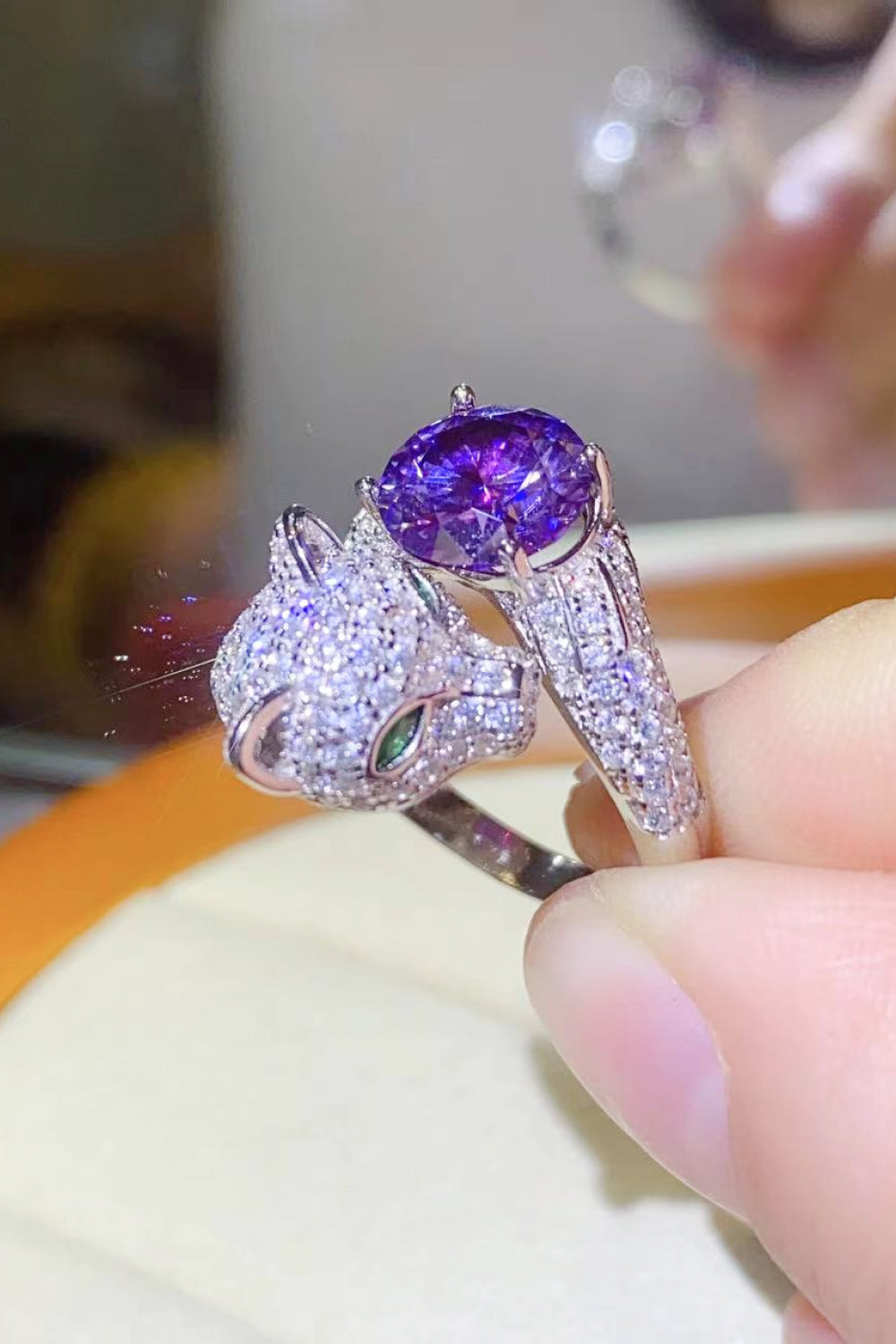 Feline Adjustable 2K Moissanite Ring