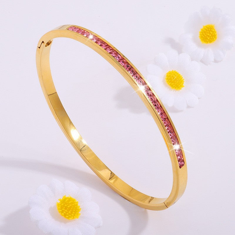 Charm & Dazzle Crystal Hinged Bangle Bracelet