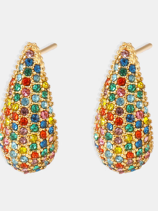 Multi Color Zircon Teardrop Earrings