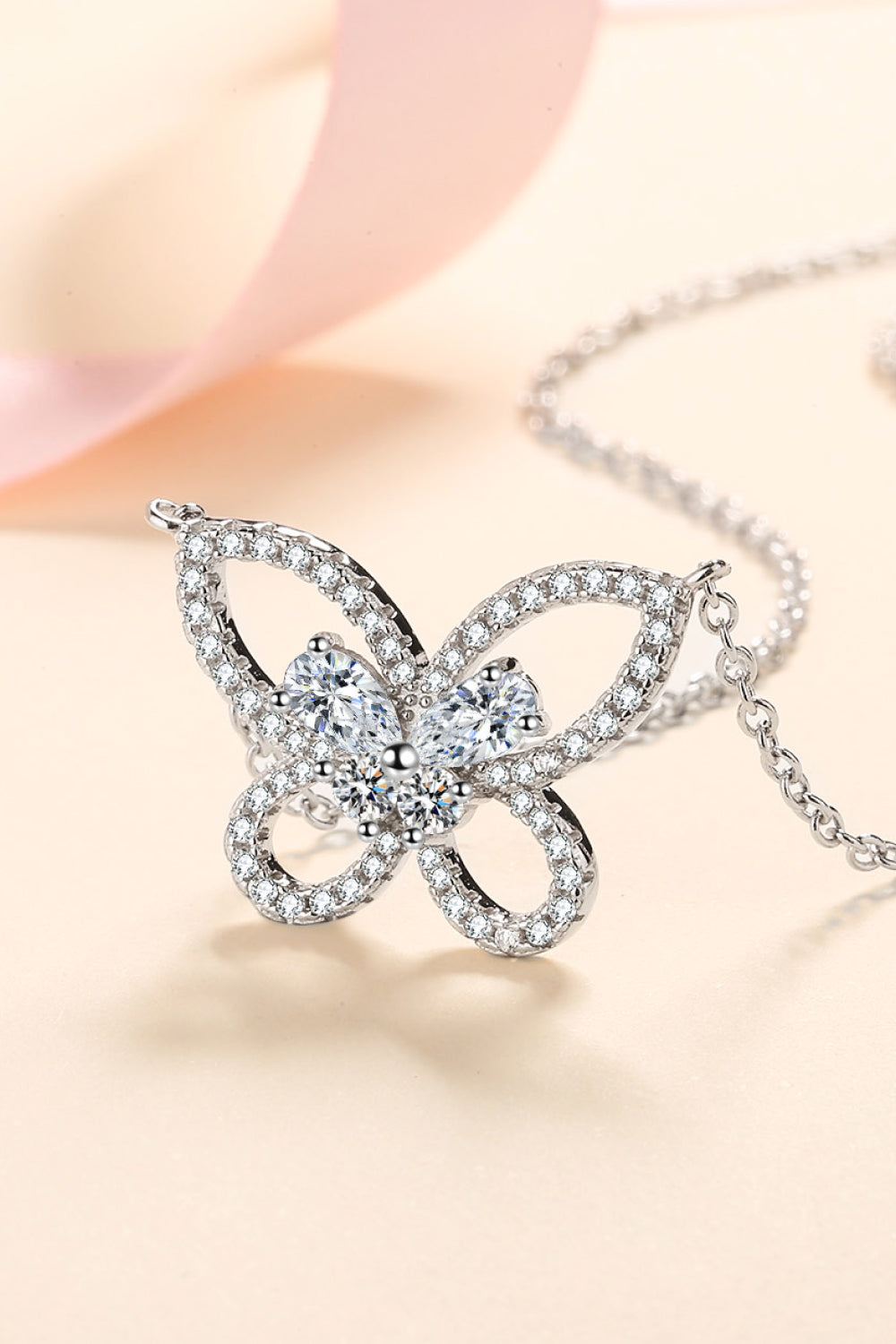 Social Butterfly Sparkling Pendant Necklace