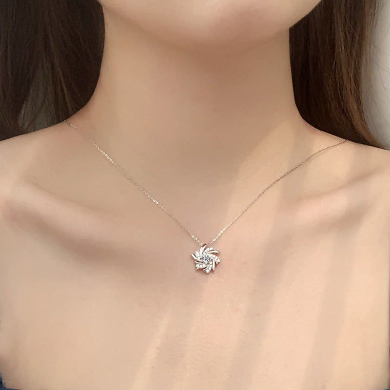 S925 Sterling Silver Pinwheel Necklace