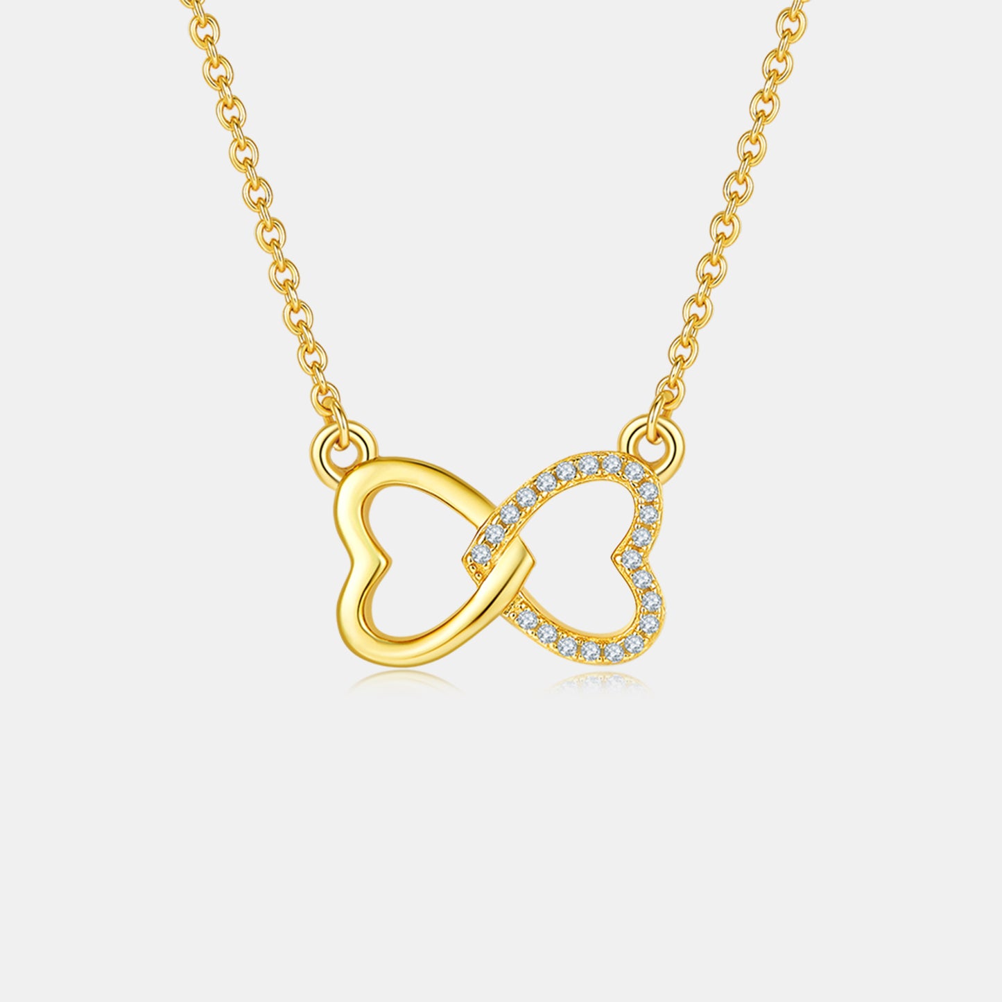 Heart Connection Necklace 925 Sterling Silver with Moissanite
