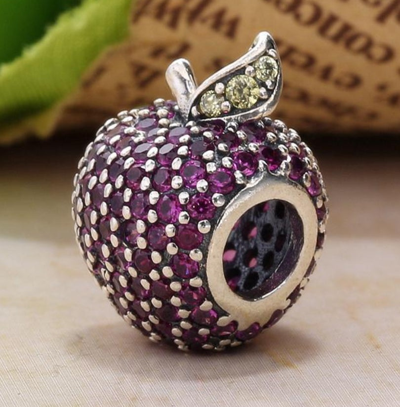Zircon Apple Charm S925 Sterling Silber