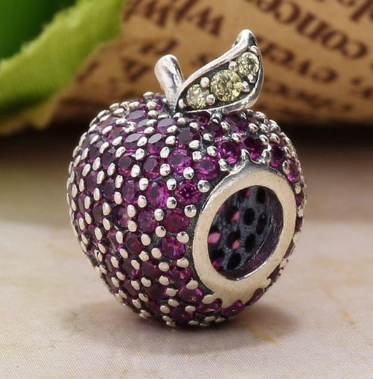 Zircon Apple Charm S925 Sterling Silber