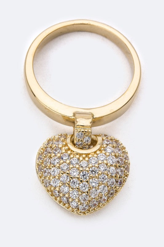 Cubic Zirconia Heartshine Charm Ring